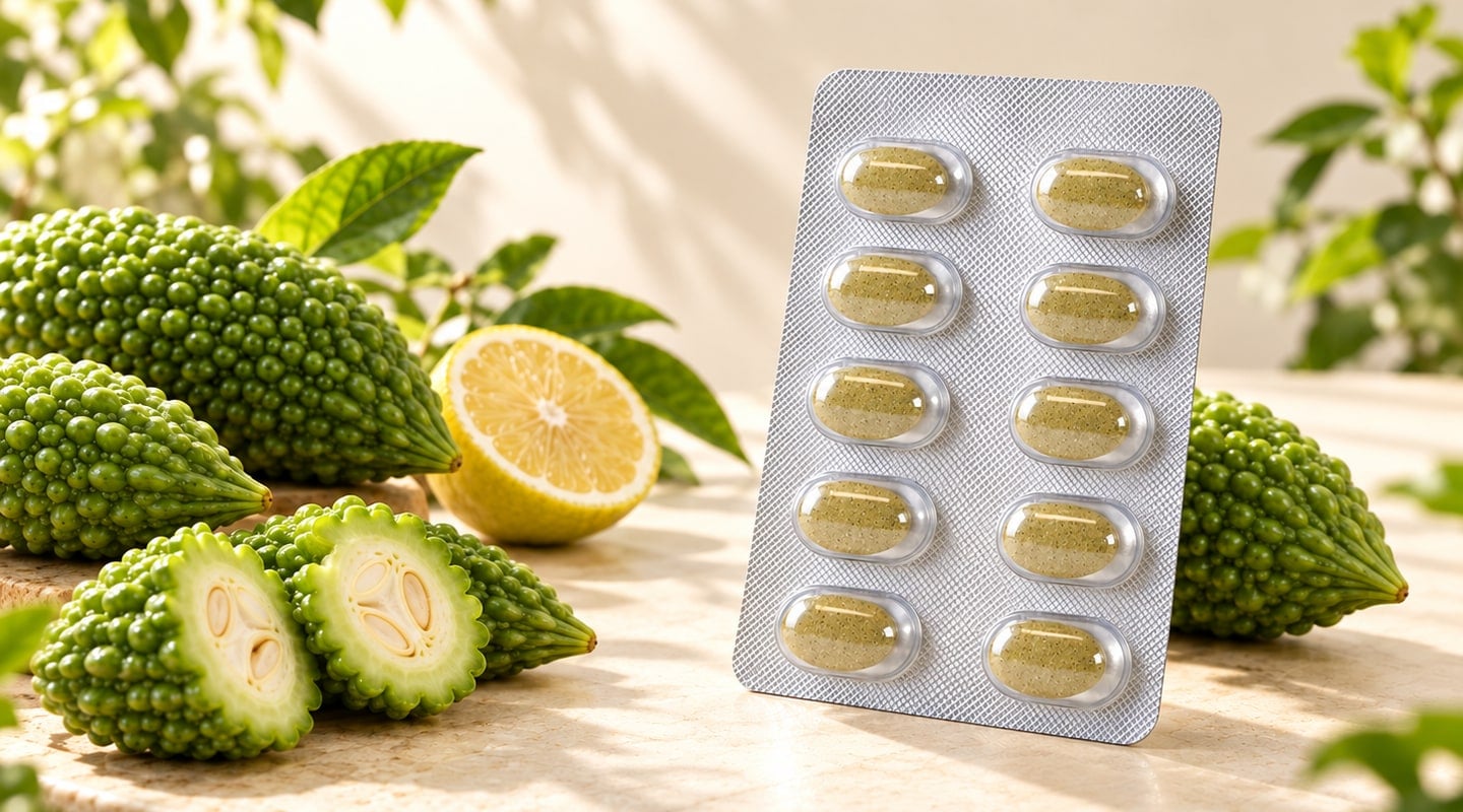 山苦瓜錠｜依現有產品素材生成的情境示意
